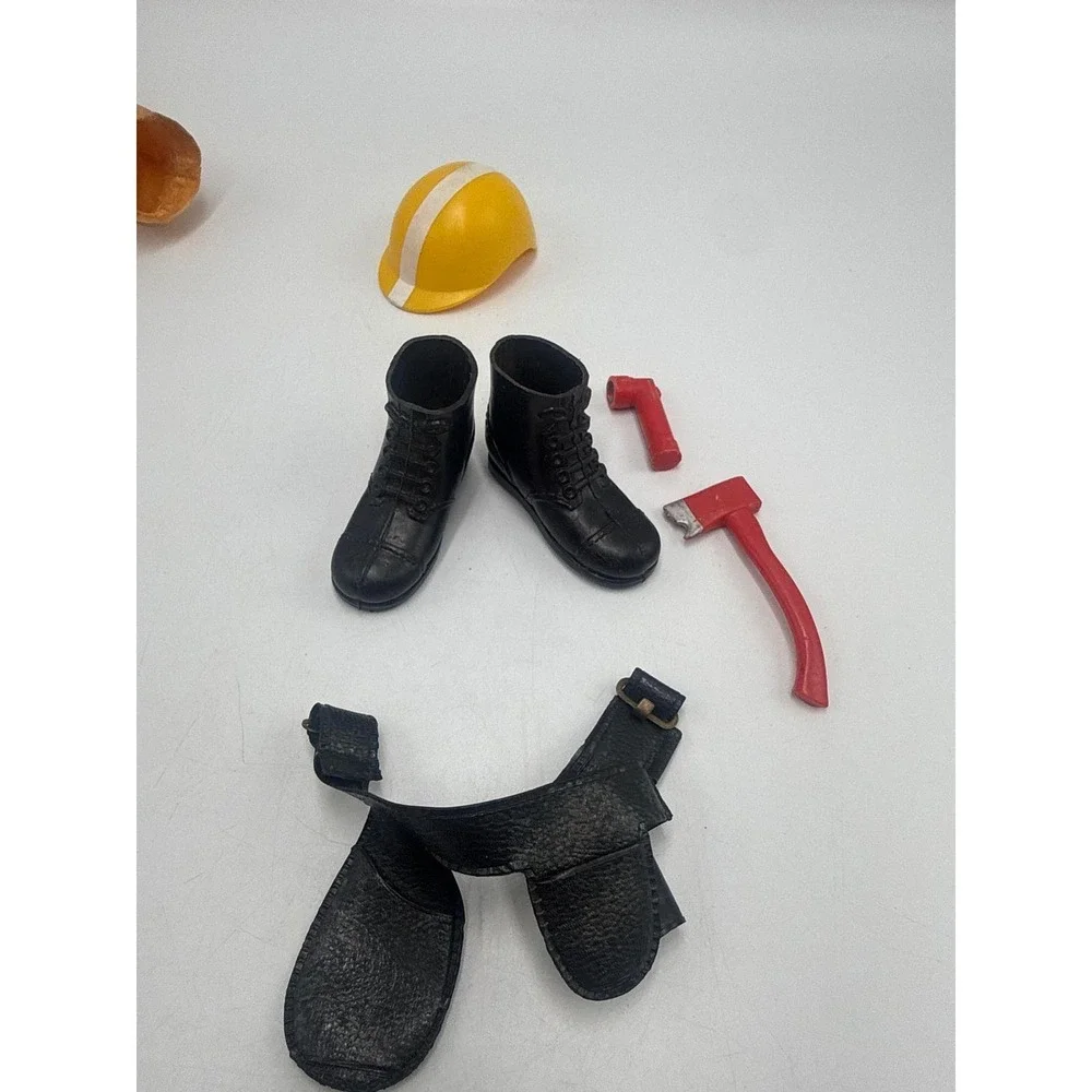 Vintage GI Joe Yellow Jumpsuit Accessory Set‎ Hard Hat Boots Chainsaw